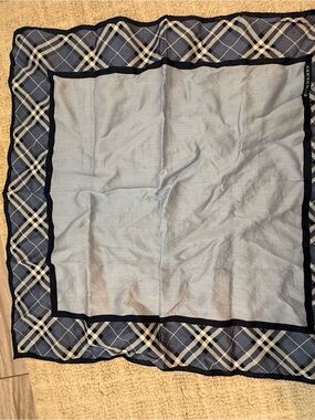 Classic Burberry Plaid Border Lightweight Scarf in Blue